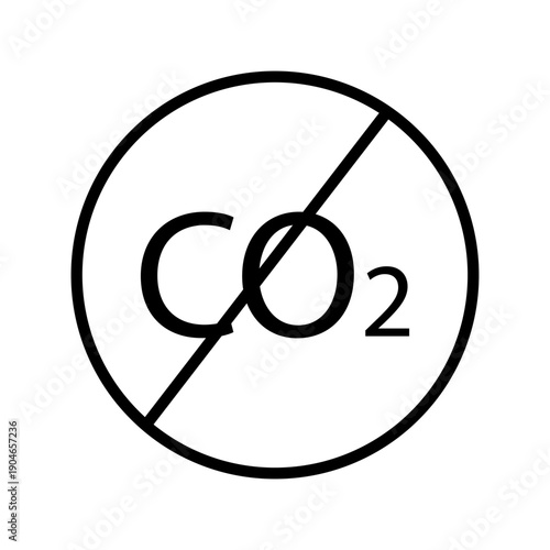 CO2 icon symbol. Carbon dioxide crossed. Environment Vector concept. Emission free graphic.