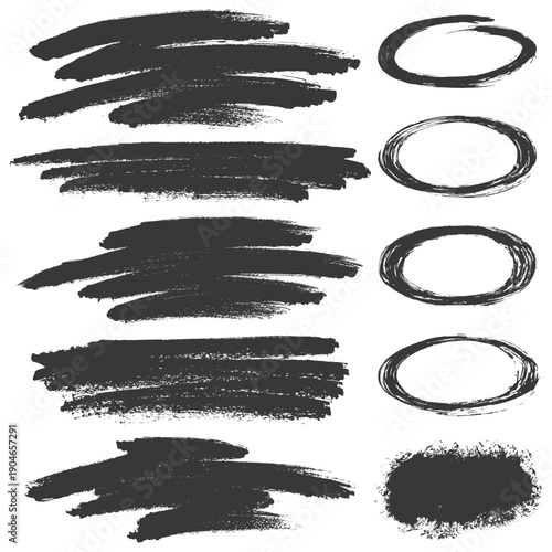 Black brush stroke set for designs