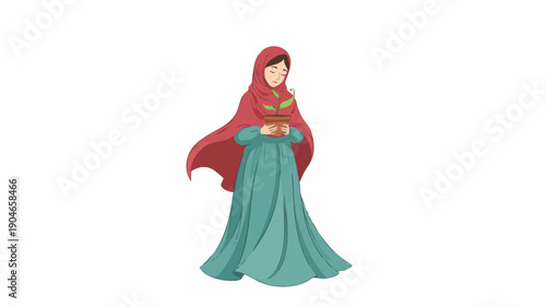 Beautiful Muslim Woman Holding a Gift.