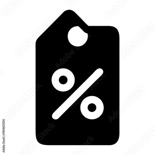 Black discount tag with percentage symbol indicating a sale or promotion
