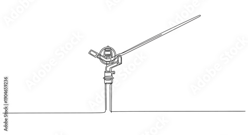 Line drawing illustration of an impact sprinkler head on a pipe, used for irrigation and watering systems.