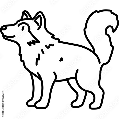 Standing Husky Dog Line Art