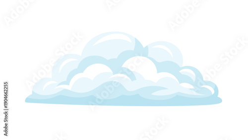 Soft blue and white fluffy cloud illustration on a plain white background for sky and weather themed graphic designs.