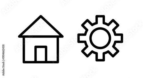 Home Settings and Configuration Outline Icons for Residential Management and System Options