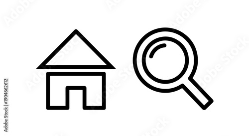 Home Search and Property Exploration Outline Icons for Real Estate Market and Residential Needs