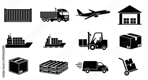 Logistics and Transportation Icons Set.