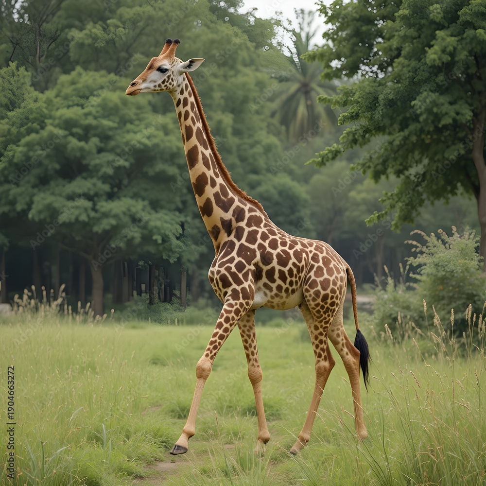 Obraz premium Giraffe – Tallest land animal with a long neck and graceful walk.