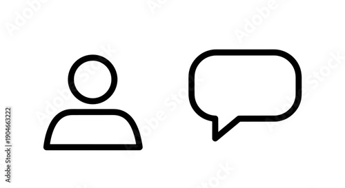 User profile and online chat message communication interface icon
