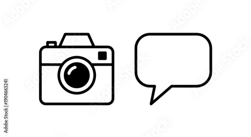 Photography and communication icon set for social media apps