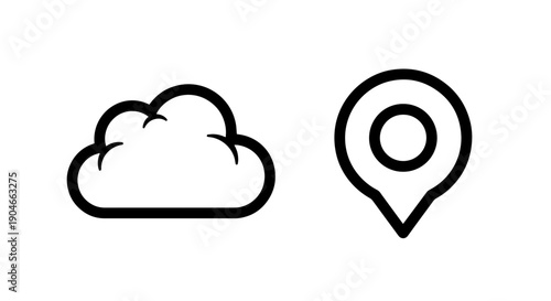 Cloud data location and geo-tagging service icon illustration