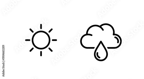 Weather conditions sunny and rainy forecast interface icon