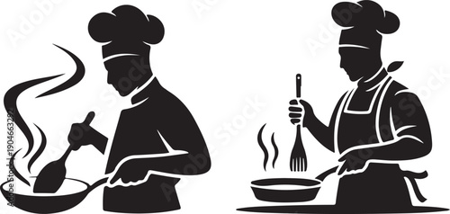 Chef Cooking Silhouette Icons