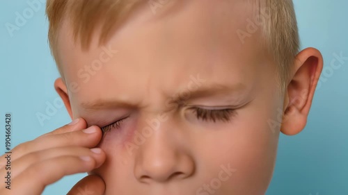 Boy with tired eyes