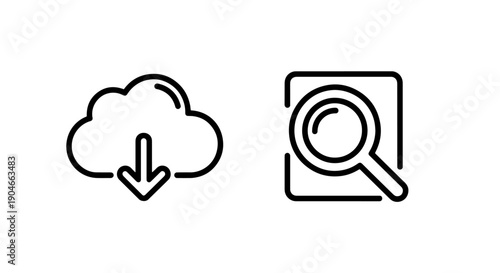 Cloud data download and search functionality icon for apps