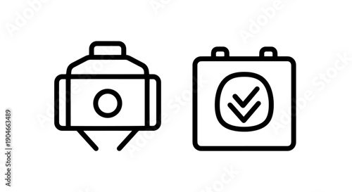 Construction tool and task completion or approval icon set