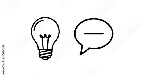 Lightbulb and Negative Speech Bubble Icons for Removing Ideas or Feedback