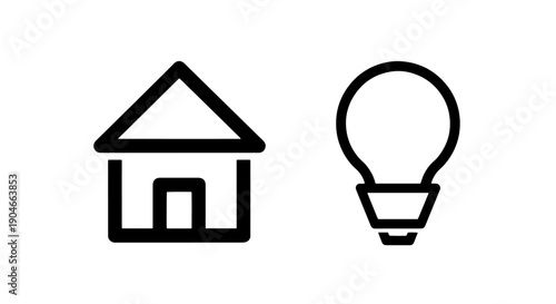 Home Ideas and Lightbulb Icon for Smart House Concepts and Innovation