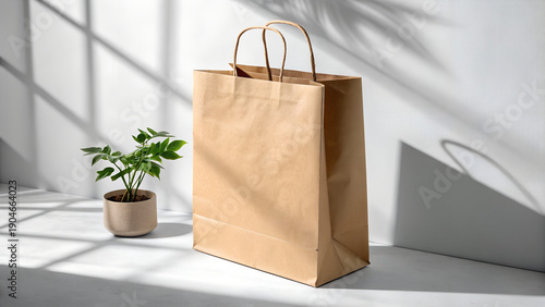 Paper Supermarket Bag Mockup Isolated