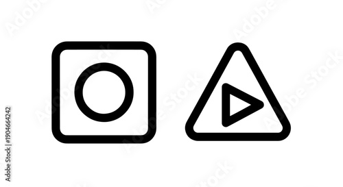 Media Player Control Icons: Record Stop and Play Button Vector Set