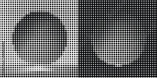 Abstract halftone pattern with circular shapes in black and white