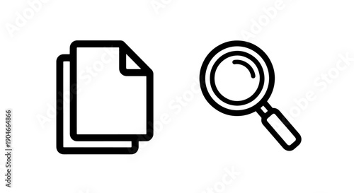 Document Search and File Management Line Icon for Information Retrieval