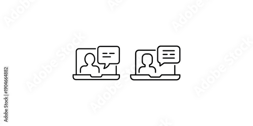 Online communication line icons set modern business connection internet technology digital chat support service vector illustration concept