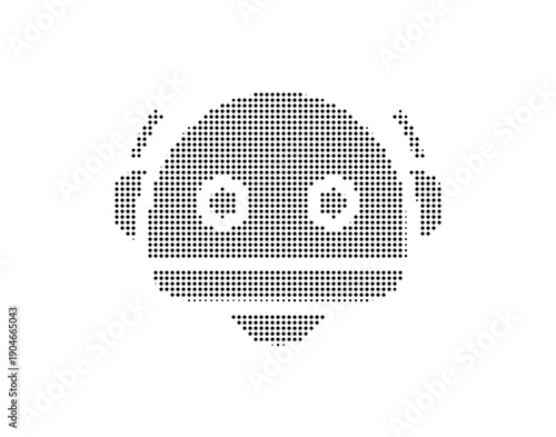 Robot face illustration created with dots
