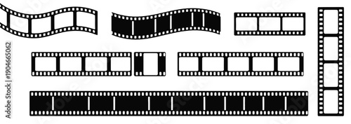 Film strip frame template with empty slots, retro cinema tape, movie reel borders with distressed textures for top ranked movie poster designs, storytelling visuals, digital scrapbook layouts