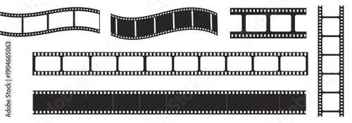 Film strip frame template with empty slots, retro cinema tape, movie reel borders with distressed textures for ranked vintage design projects, film festival graphics, cinematic presentations