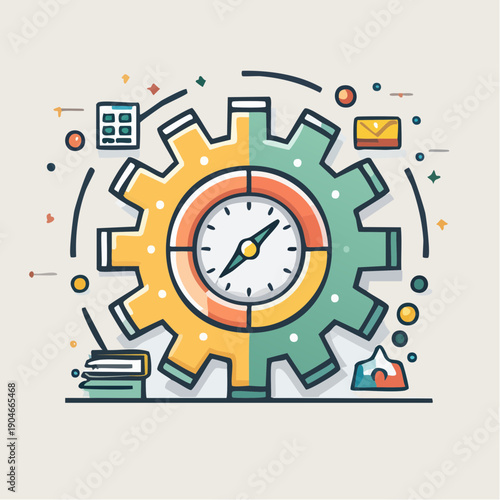 Time Management and Productivity Gear Mechanism.
