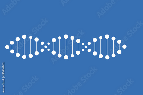 Stylized DNA double helix illustration on a blue background. Clean scientific symbol representing genetics, biotechnology, molecular biology, and medical research concepts.