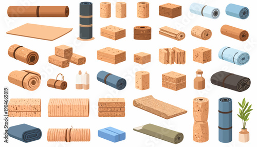 Assorted Yoga Mats and Accessories Collection.