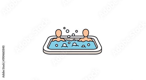 Couple relaxing in a hot tub filled with bubbles and water, symbolizing leisure and wellness