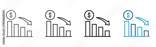 Depreciation Icon Different Style Outline Collection Set Vector Illustration