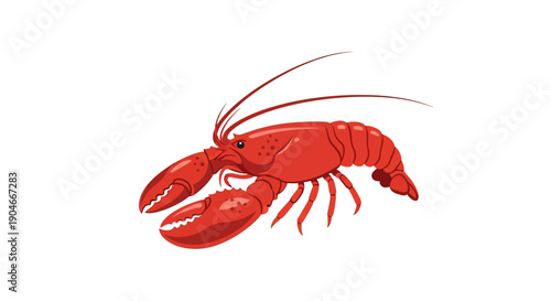 Vibrant vector illustration of a cooked red lobster, an exquisite representation of premium seafood and ocean delicacies, perfect for culinary menus or marine-themed designs