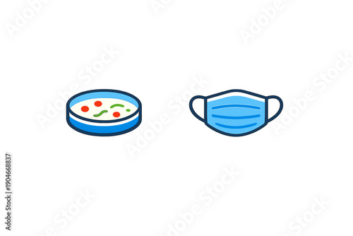 Healthy meal and face mask shown together during the time of pandemic showing the importance of nutrition and safety for well-being and health in daily life