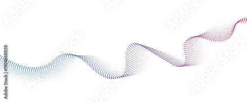 Flowing Dot Wave halftone gradient pattern on transparent background