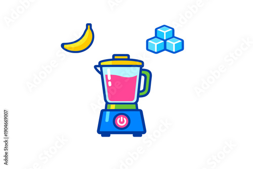 Mixing fruits and ice in a blender to create a smoothie in a simple kitchen setting during the day