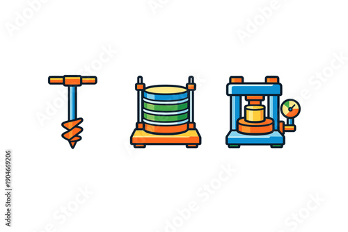 Various tools used for pressing and shaping materials in different applications in a workshop setting