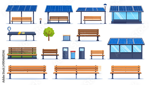 Collection of Benches and Bus Stops.