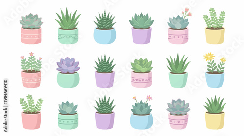 Collection of Cartoon Potted Plants.