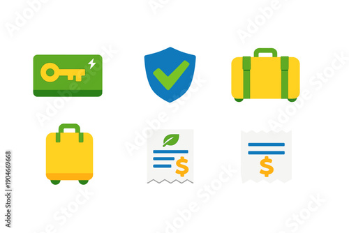 Travel planning tools for managing trips and documents with items like luggage, keys, and receipts
