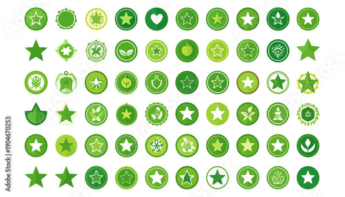 Collection of Green Icons and Symbols.