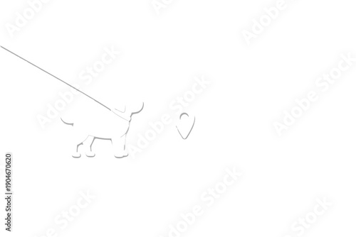 Dog stands at a location point with a leash in a simple scene considering outdoor activities during day time