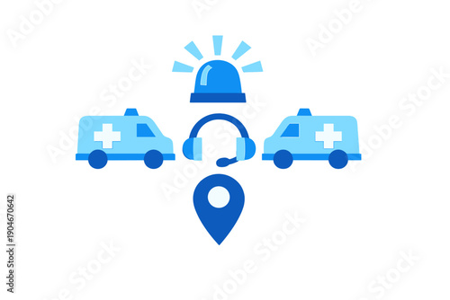 Emergency medical services respond to calls with ambulances and communication tools for quick assistance in medical situations