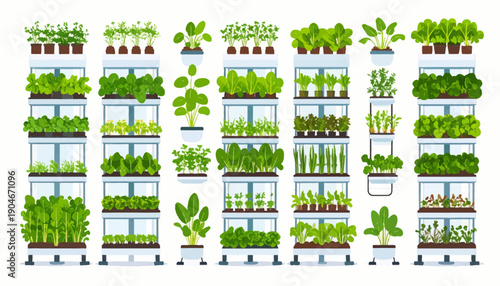 Variety of Plants in Shelves and Pots.