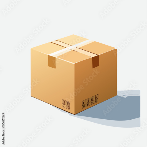 ダンボール箱の3Dイラスト 物流や配送を象徴する梱包資材素材