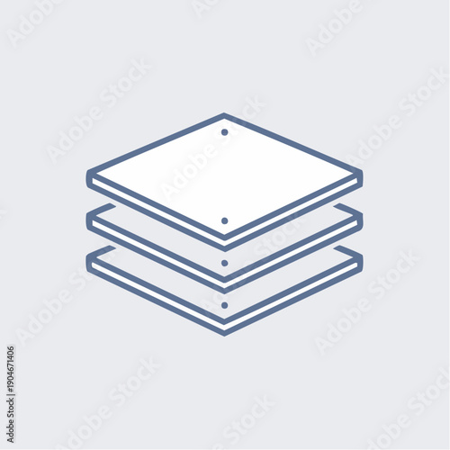 板材が重なったイラスト 建築資材や工業用プレートの素材表現