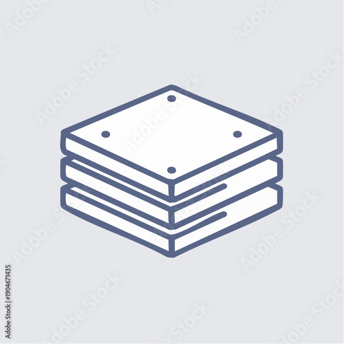板材が重なったイラスト 建築資材や工業用プレートの素材表現