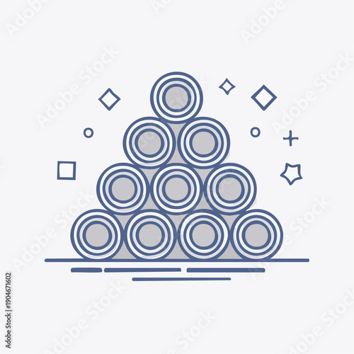 コンクリート管の土木用配管資材シンプルアイコン